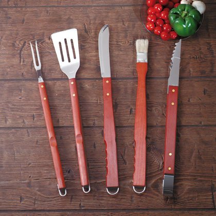 Five-piece barbecue tool set.