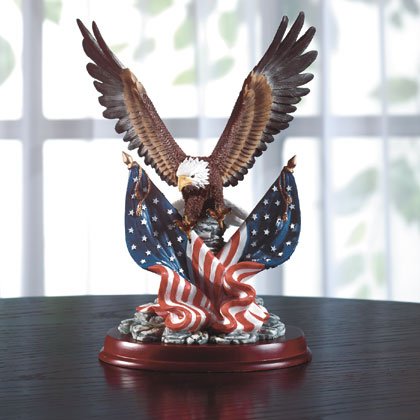 Patriotic Eagle and Flag Statue