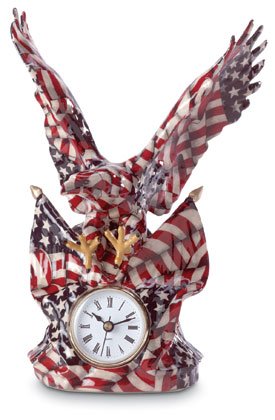Patchwork American Flag Eagle Clock