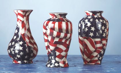 American Flag Patchwork Bud Vases