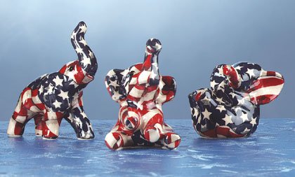 Miniature American Flag Patchwork Elephants