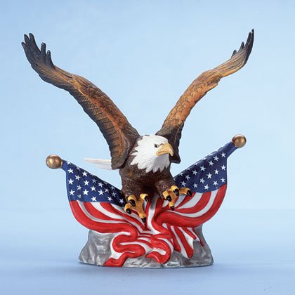 Porcelain eagle over two American flags