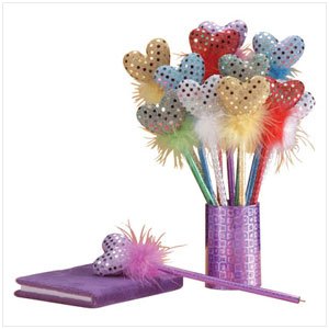 SEQUINED HEART PENS