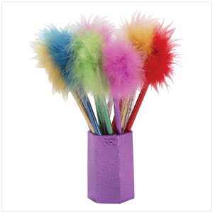 FEATHER-TOPPED PENS