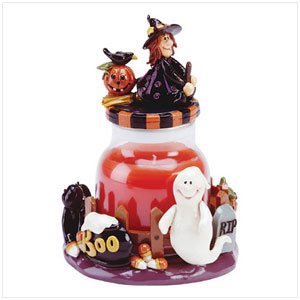 WITCH TOPPED CANDLE JAR