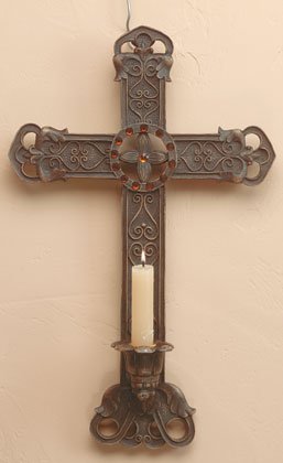 CLASSIC WALL CROSS AND CANDLEHOLDER
