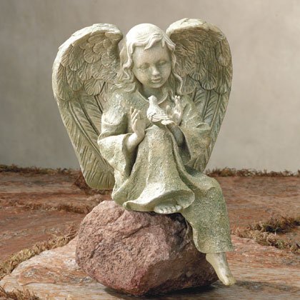 RESTING ANGEL WITH BIRD