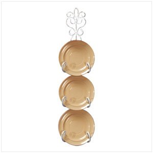 WHITE WROUGHT-IRON PLATE DISPLAY RACK