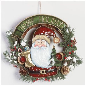 HAPPY HOLIDAYS SANTA WREATH
