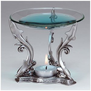 PEWTER DOLPHIN OIL BURNER