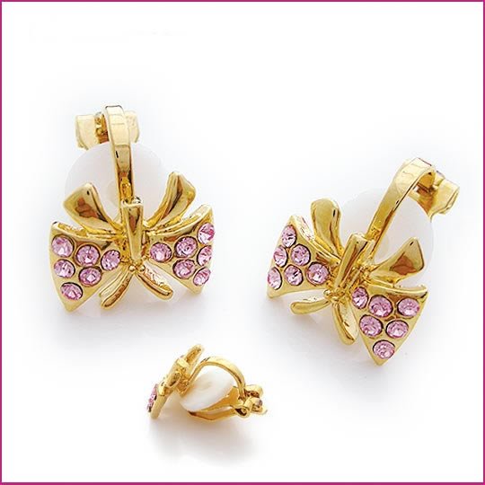 Dancing Butterfly Crystal Clip Earrings