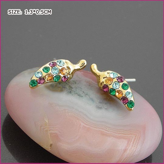 Golden Chili Pierced Crystal Earrings