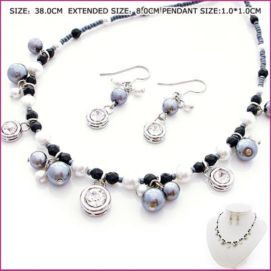 Black Pearl & Zircon Jewelry Set
