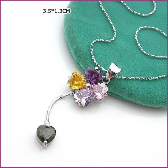 Four Leaves Silver (925 Sterling) Zircon Pendants
