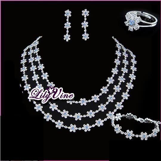 Crystal Flower Bride Jewelry Set, Sets