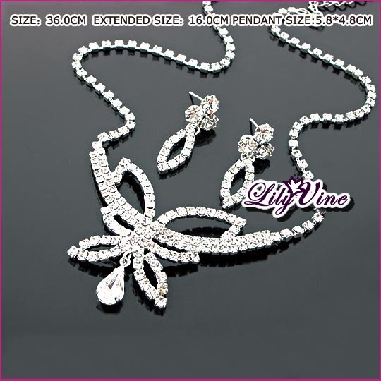 CZ Diamonds Butterfly Jewelry Set, Sets