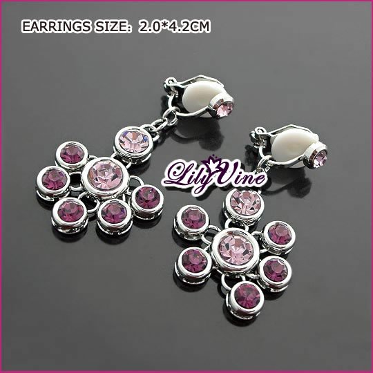 Amethyst Silver Clip Earrings, Clip earrings, Earrings