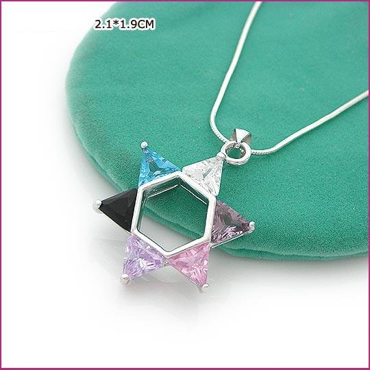 Colorful Star Silver (925 Sterling) Zircon Pendants, Pendants, Sterling Silver