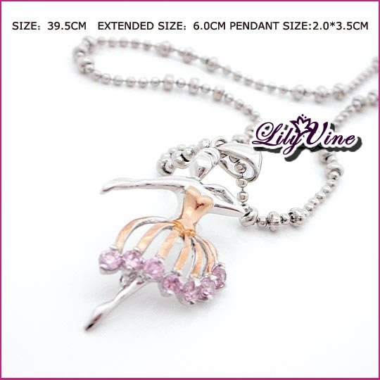 Pink Ballet Zircon Necklace, Necklaces