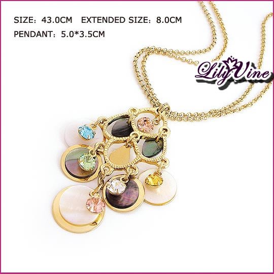 Lucky Colorful Crystal & Shell Necklace, Necklaces