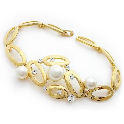 Perfect Pearls & Crystal Golden Bracelet, Bracelets