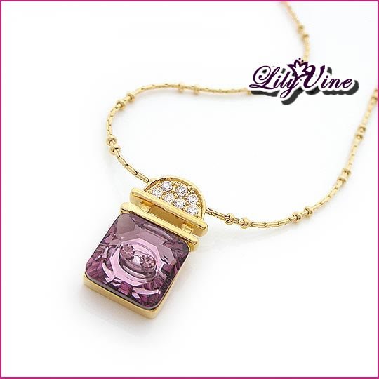 Amethyst Lock Golden Necklace, Necklaces