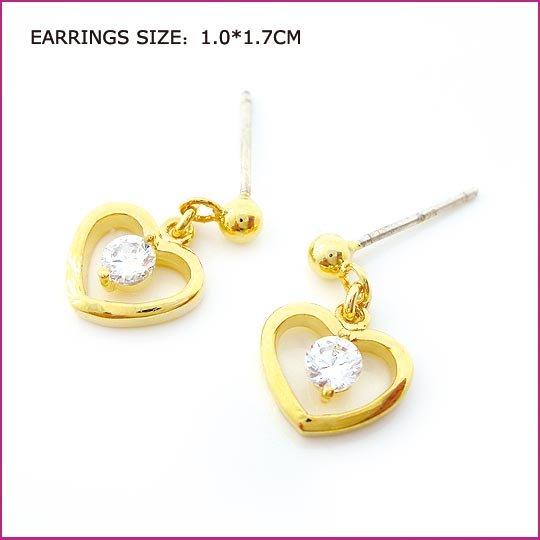 Golden Heart Zircon Pierced Earrings, Pierced earrings, Earrings