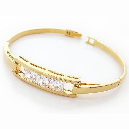 Shining Zircon Golden Bangle, Bangles