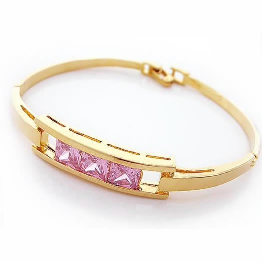 Pink Zircon Golden Bangle, Bangles