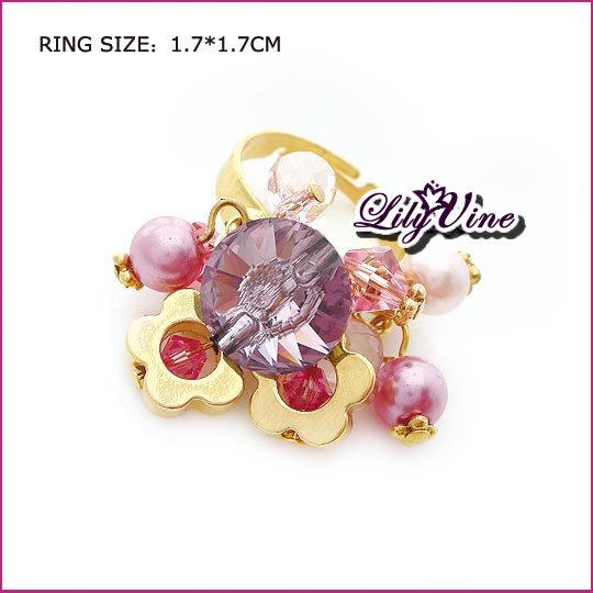 Amethyst Gold Plated Crystal Ring, Rings