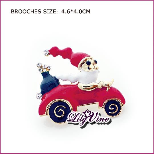 Driving Santa Claus Brooch, Brooches