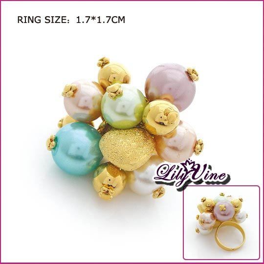 Pearl Flower Gold Plated Crystal Ring, Rings