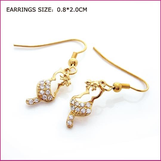 Zircon Golden Pierced Earrings, Pierced earrings, Earrings