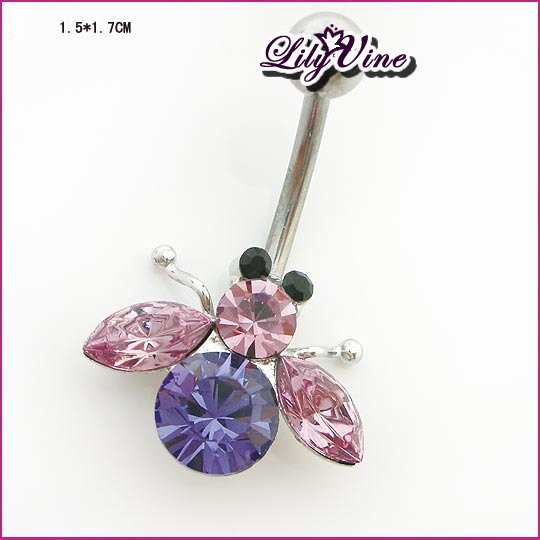 Rose Crystal Firefly Belly Ring, Belly Rings