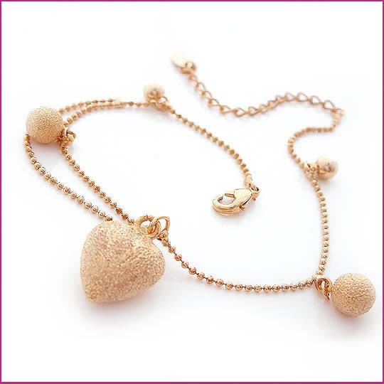 Golden Heart Crystal Anklet, Anklets