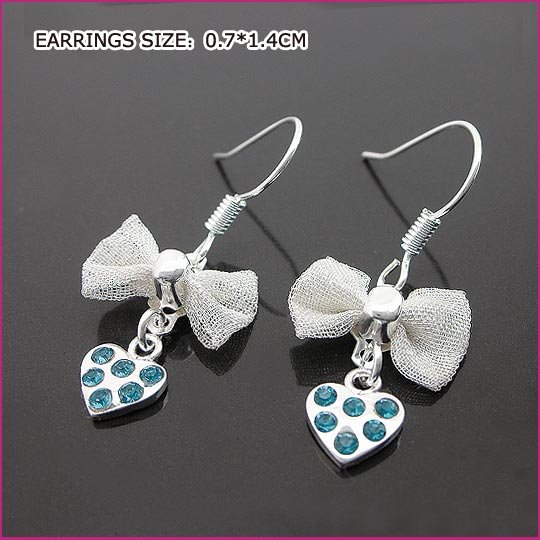 Kyanite Silver Plated Heart Pierced Earrings, Pierced earrings, Earrings