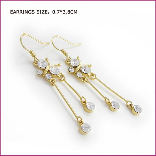 Crystal Gold Pierced Earrings, Pierced earrings, Earrings