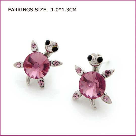 Purple Tortoise Pierced Earrings, Pierced earrings, Earrings