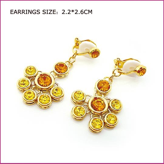 Citrine Golden Clip Earrings, Clip earrings, Earrings