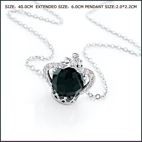 Black Crystal Crown Necklace, Necklaces
