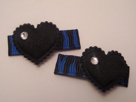 Blue Zebra Heart Clips