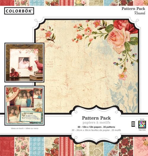 Colorbok Rosewood Pattern Pack 50 Sheet 12"x12" Scrapbook Craft Paper