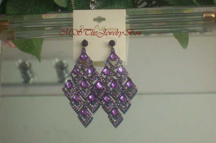 Purple, Amethyst Crystal Chandelier Earrings Drop, Dangle