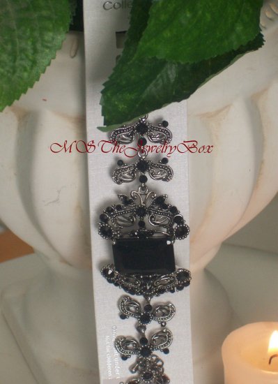 VICTORIAN VINTAGE STYLE BLACK Hematite CRYSTAL BRACELET