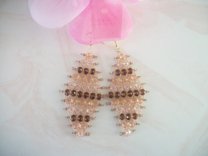 PINK, Muave, LILAC Bead Chandelier Earrings Drop, Dangle