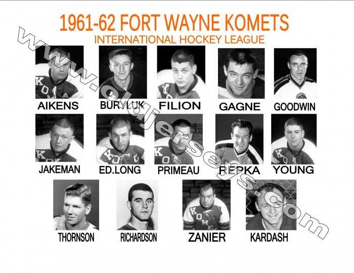 1961-62 FORT WAYNE KOMETS HEADSHOTS TEAM PHOTO