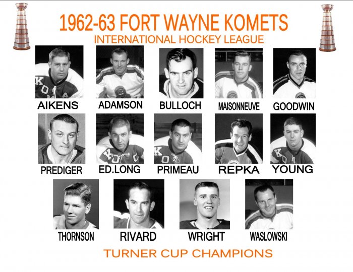1962-63 FORT WAYNE KOMETS HEADSHOTS TEAM PHOTO