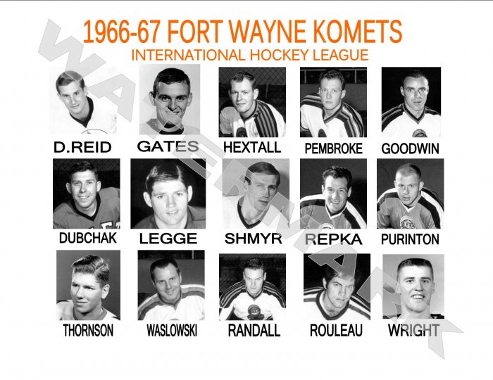 1966-67 FORT WAYNE KOMETS HEADSHOTS TEAM PHOTO