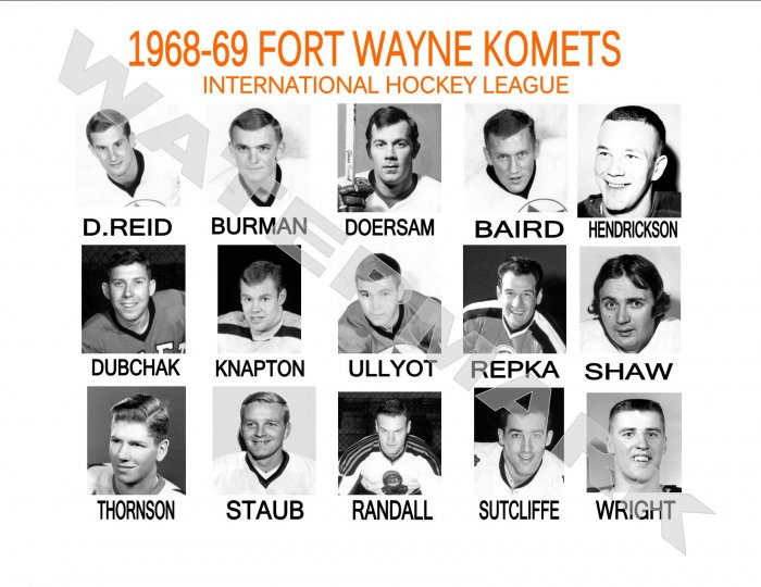 1968-69 FORT WAYNE KOMETS HEADSHOTS TEAM PHOTO