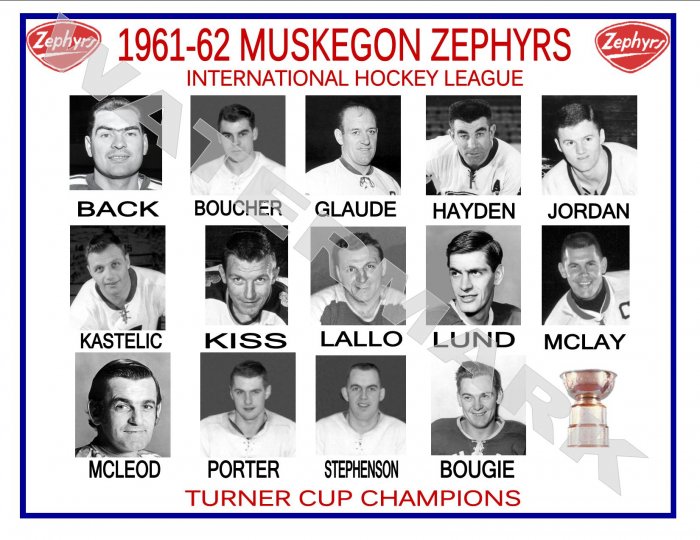 1961-62 MUSKEGON ZEPHYRS HEADSHOTS TEAM PHOTO